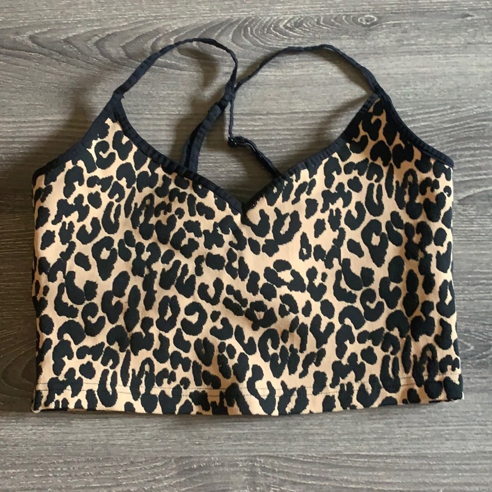 Adam Selman Sport Cheetah Print Cropped Tank Size Medium